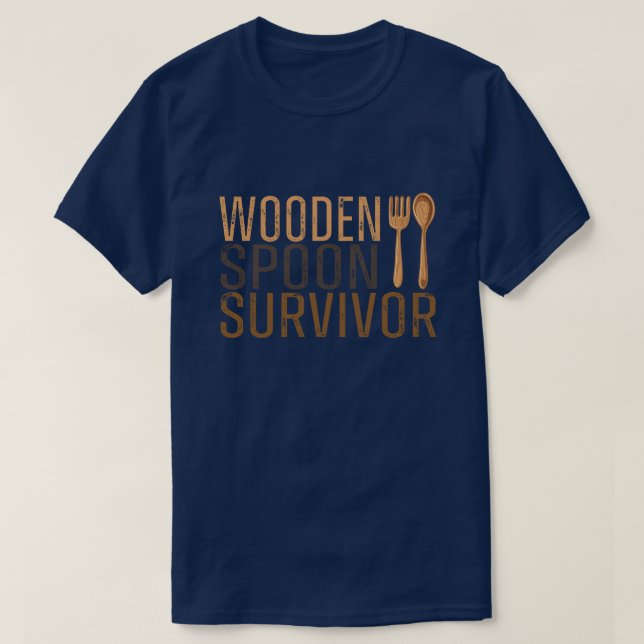T-shirt Amusante Cuillère en bois Survivant Humour rétro V (Design devant)