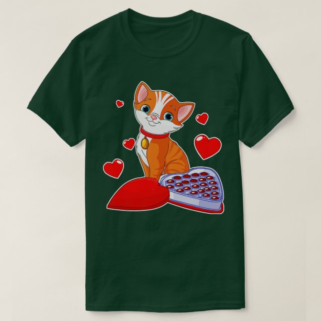 T-shirt Amusante Cute Cat Coeur Valentines Amoureux de les (Design devant)