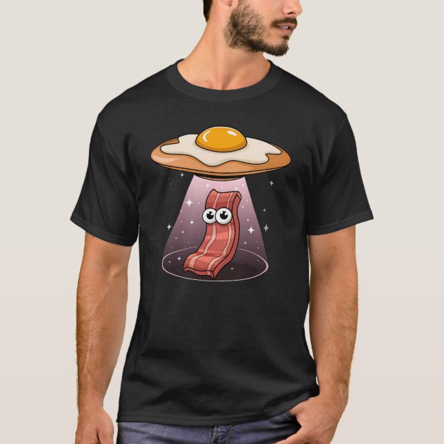 T-shirt Amusante enlèvement de bacon par Oeuf OVNI Mignonn (Devant)