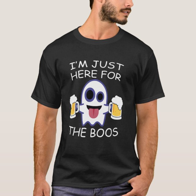 T-shirt Amusante Fête D'Halloween Juste Ici Pour Le Fantôm (Devant)