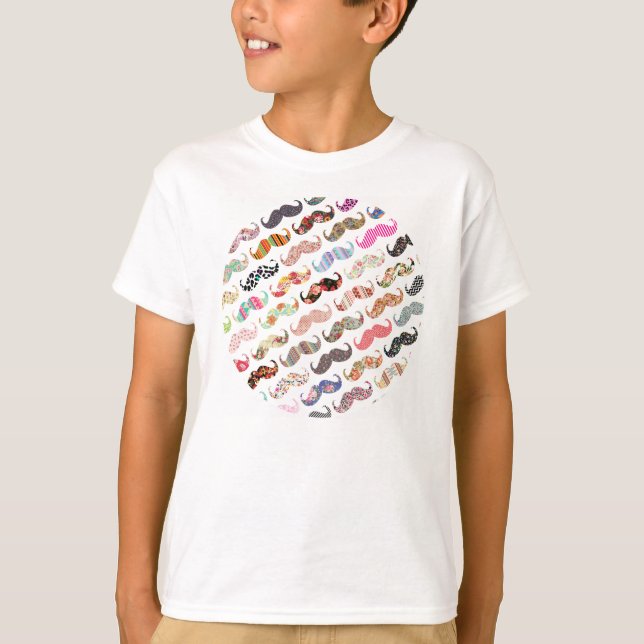 T-shirt Amusante Fille Colorée Motif Moustaches (Devant)