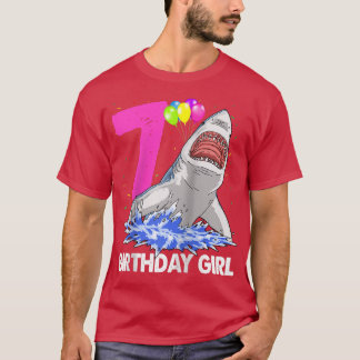 T-shirt Amusante Fille d'anniversaire 7 Femmes de requins 