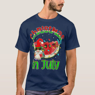 T-shirt Amusante Gnome Summer Watermelon Lumières Noël