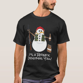 T-shirt Amusante idée cadeau Redneck Tea Snowman Beer Rifl