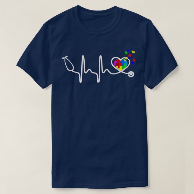 T-shirt Amusante infirmière Autisme Puzzle Stethoscope Coe (Design devant)