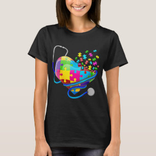 T-shirt Amusante infirmière Autisme Puzzle Stethoscope Coe