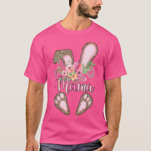 T-shirt Amusante Mama Leopard Lapin Famille Lapin Joyeux G