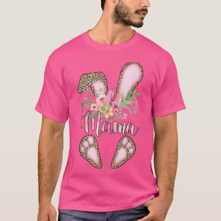 T-shirt Amusante Mama Leopard Lapin Famille Lapin Joyeux G