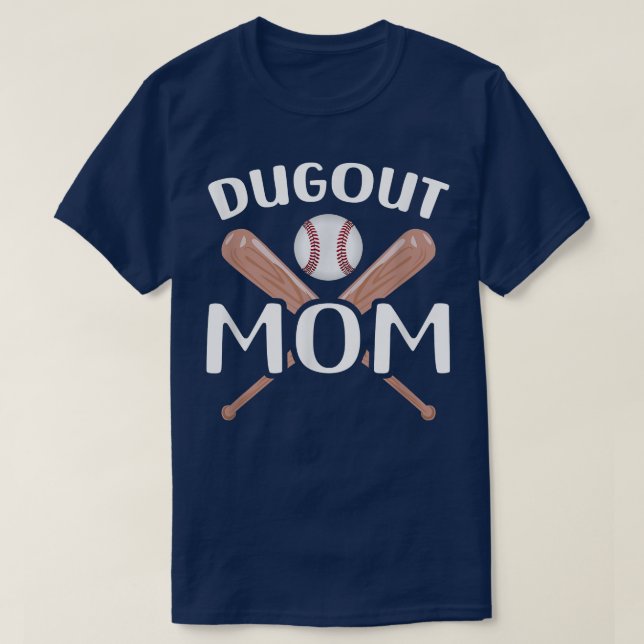 T-shirt Amusante Maman Dugout Maman Baseball Cool Baseball (Design devant)