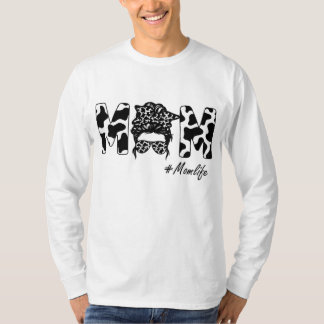 T-shirt Amusante Maman Vie Vache Messager Bun Cheveux Band