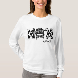 T-shirt Amusante Maman Vie Vache Messager Bun Cheveux Band