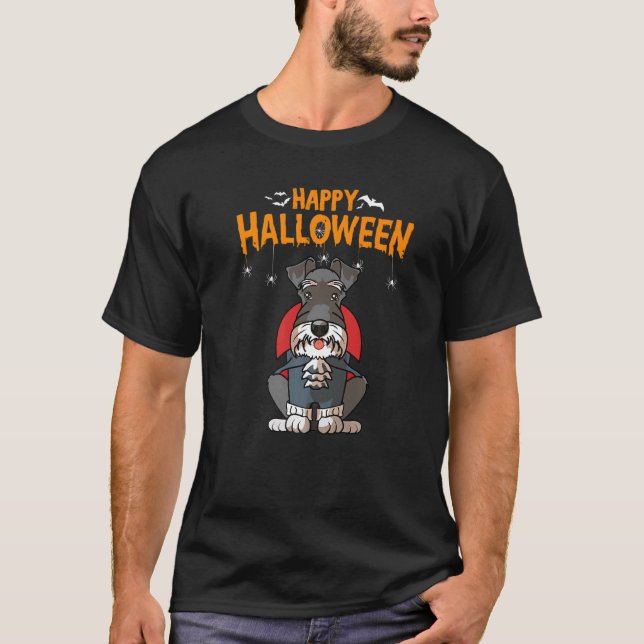 T-shirt Amusante miniature Schnauzer Vampire Costume de ch (Devant)