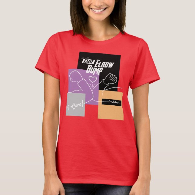 T-shirt Amusante poignée de coude, distance sociale (Devant)