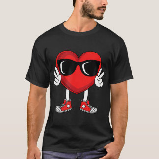T-shirt Amusante Saint Valentin Coeur Paix Main Garçons Fi