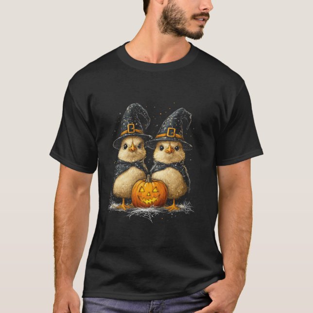 T-shirt Amusante sorcière de coqs de poulet Halloween Cost (Devant)