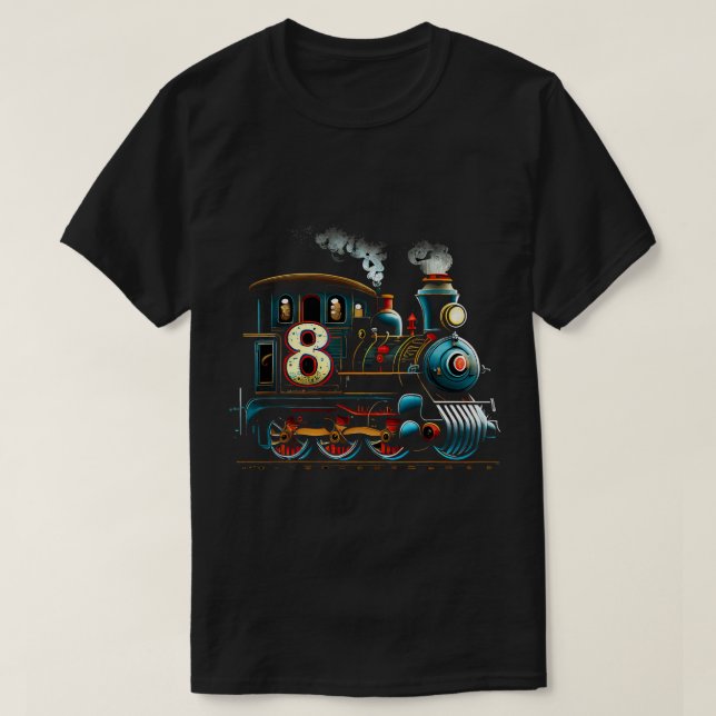 T-shirt Amusants 8e anniversaire Train Chemin de fer Theme (Design devant)
