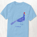 T-shirt Amusants Aquarelle Oiseau Art Personnalisé<br><div class="desc">Un tableau d'aquarelle ludique et fantaisiste d'un oiseau Lady Ross Turaco. Modifiez le nom pour personnaliser,  ou supprimez-le si vous préférez. Idéal pour un amoureux des animaux. Art original de Nic Squirrell.</div>