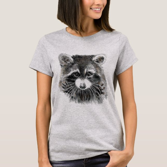 T-shirt Amusants Couleur d'eau douce Raccoon Jazz Humour (Devant)