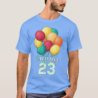 T-shirt Amusants Joyeux 23 ans Ballons colorés 23e anniver