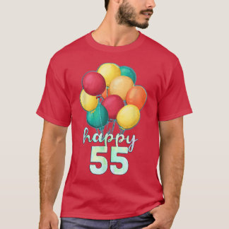T-shirt Amusants Joyeux 55 ans Ballons colorés 55e anniver