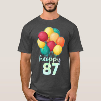 T-shirt Amusants Joyeux 87 ans Ballons colorés 87e anniver