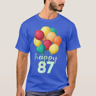 T-shirt Amusants Joyeux 87 ans Ballons colorés 87e anniver