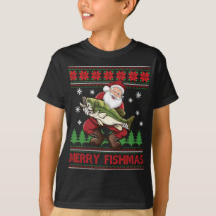 T-shirt Amusants Joyeux Pêche Père Noël Pêche Vilain Noël