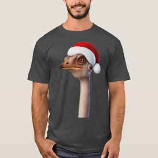 T-shirt Amusants Ostrich Weating Santa Hat Humour animal