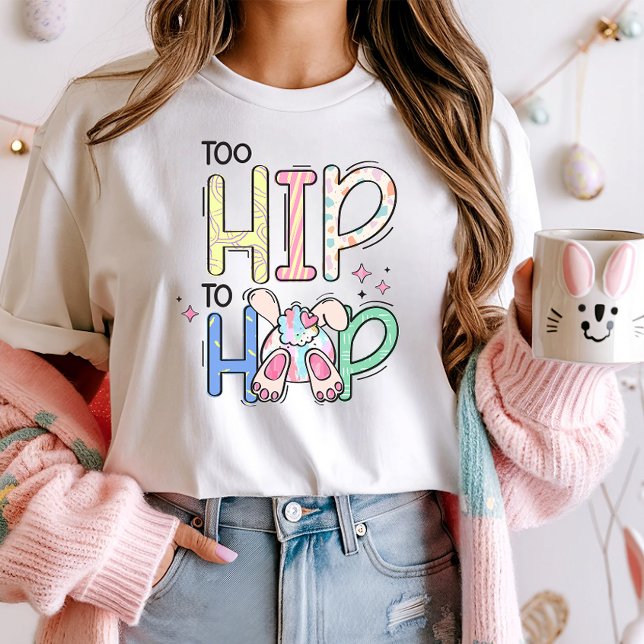 T-shirt Amusants Pâques Pastel Bunny, Too Hip to Hop (Créateur téléchargé)
