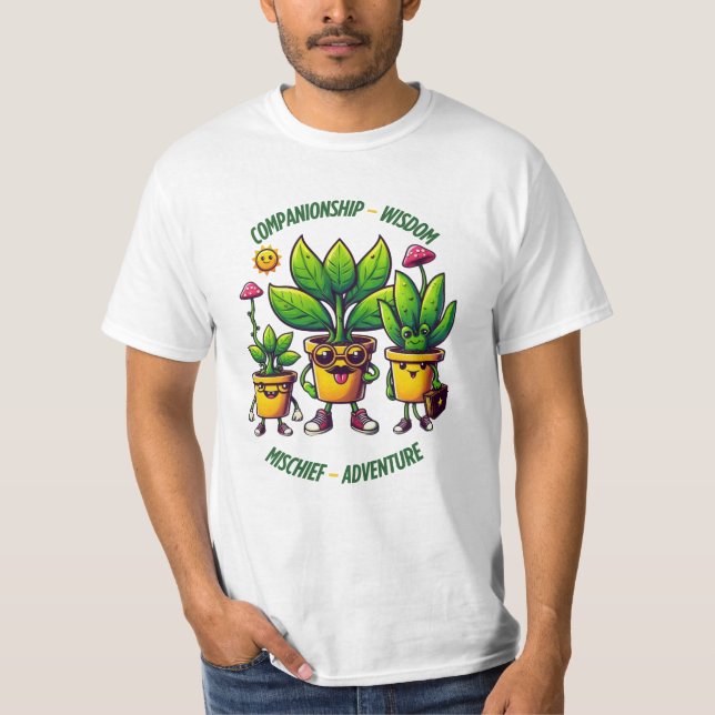 T-shirt Amusants Plantes Buddies : Compagnie Entre Sagesse (Devant)