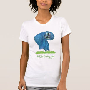 T-shirt Amusement creusant le hibou dans vert et le bleu