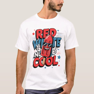 T-shirt Amusement d'été Rouge Blanc et Glaçon Patriotique 