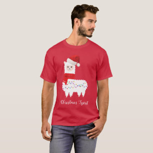 T-shirt Amusement drôle d'esprit d'alpaga de Noël de lama