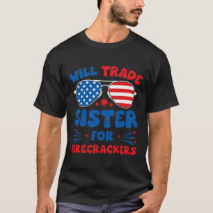 T-shirt Amusement Échangera Sœur Contre Pétards Drôle Usa