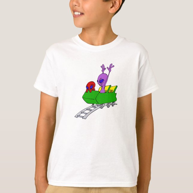T-shirt Amusement et alien effrayé sur des dessous de (Devant)