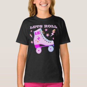 T-shirt Amusement Lets Rouleau Patinage Retro Neon Rose Ag