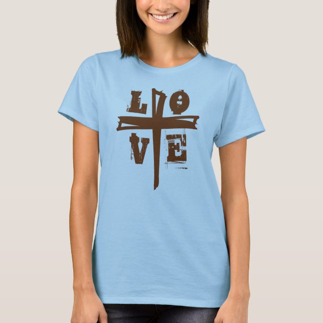 T-shirt amusement LOVE lettrage + CROSS | (Devant)