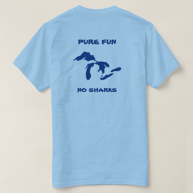 T-shirt Amusement pur, aucuns requins. Couleur (Design dos)