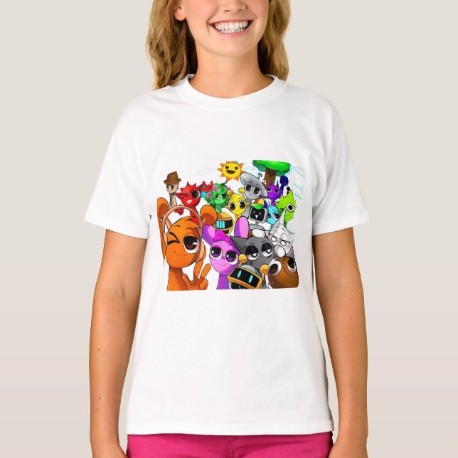 T-shirt Amusement Sprunki avec Simon Oren Pinki (Devant)
