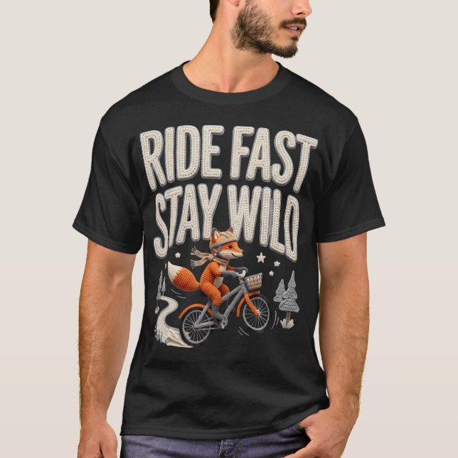 T-shirt Amusing Loup de Cyclisme Vélo de Route Rapide Enth (Devant)
