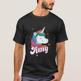 T-shirt Amy - Adorable Nom De Fille Avec Belle Unicorne