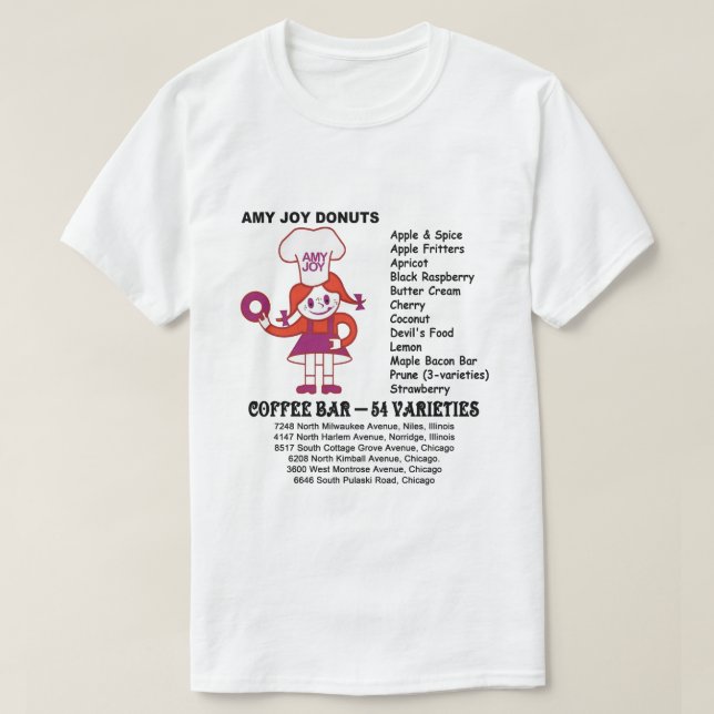 T-shirt Amy Joy Donut Shops de l'Illinois (Design devant)