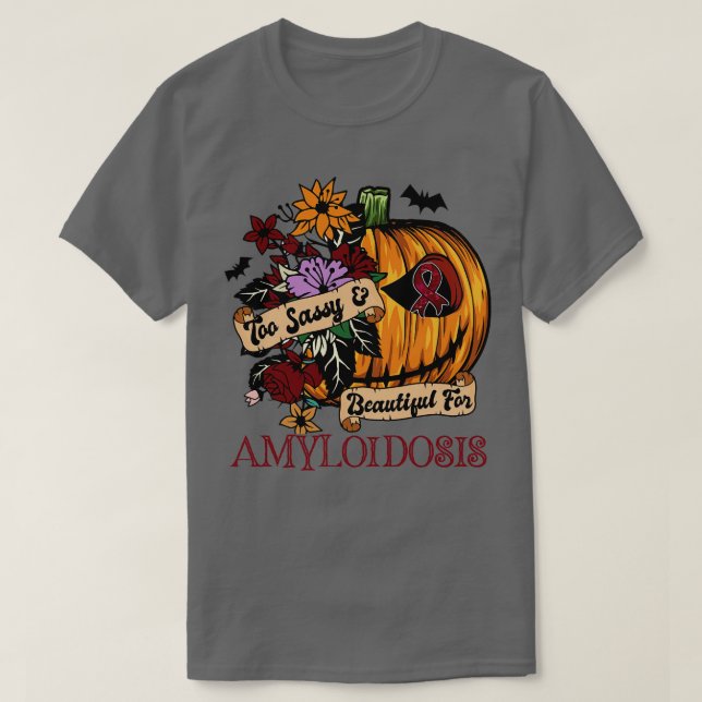 T-shirt Amyloïdose Sensibilisation rétro halloween pompki  (Design devant)