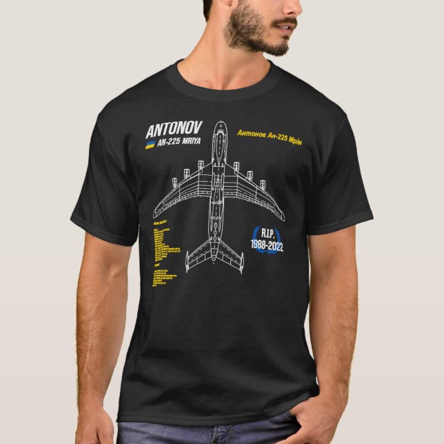 T-shirt AN-225 Antonov Mriya Cargo Plane RIP Poster Classi (Devant)