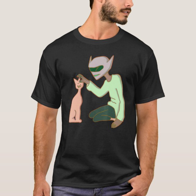 T-shirt An Alien Petting A Cat Cute Cat Mom Dad Pet  Desig (Devant)
