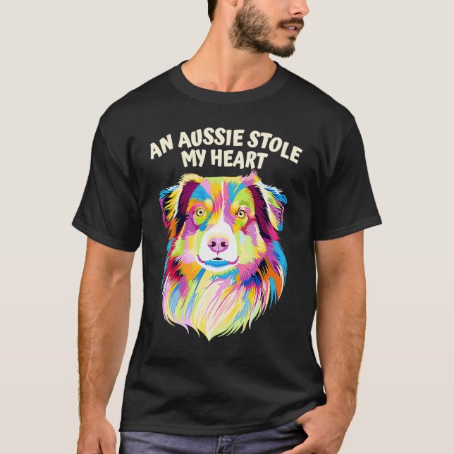 T-shirt An Aussie Stole My Heart Australian Shepherd Rescu (Devant)