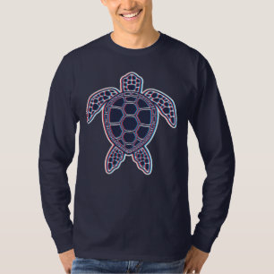 T-shirt Anaglyphe Rouge Et Bleu 3D Effet Glitch Tortue de 
