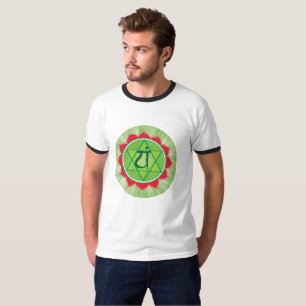T-shirt Anahata Chakra Ringer Coeur, Blanc/Noir