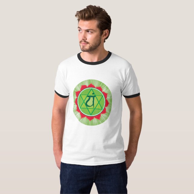 T-shirt Anahata Chakra Ringer Coeur, Blanc/Noir (Devant entier)