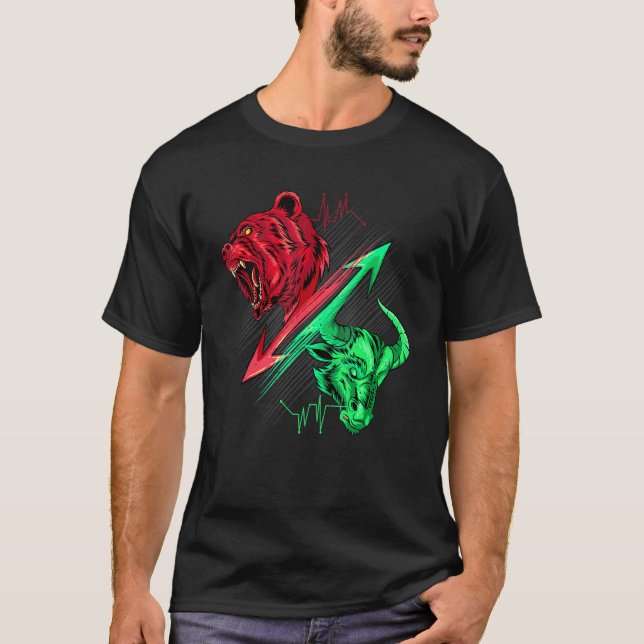 T-shirt Analyse de graphique Stock Bear Vs. Bull CryptoCur (Devant)